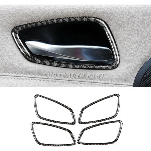 Carbon Fiber Interior Car Door Handle Frame Trim Cover For BMW 3 Series E90 E92 E93 2005-2012 4pcs Car Decoration Car Trim