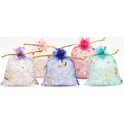50pcs Organza Bag Jewelry Packaging Gift Candy Wedding Party Goodie Packing Favors Pouches Drawable Bags Present Sweets Pouches