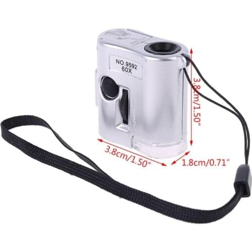60X Microscope Illuminated Magnifier Glass Jeweler Loupe Lens With LED UV Light 85AC