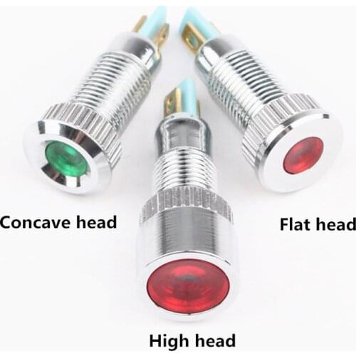 8mm Convex/High/Flat head LED Metal Indicator light 8mm waterproof Signal lamp 6V 12V 24V 220v red yellow blue green white