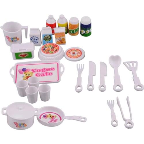 NK 25 Pcs/Set Doll Accessories DIY Play house Mini Simulation Tableware Dolls Kitchen puzzle creative Toys For Barbie Doll DZ