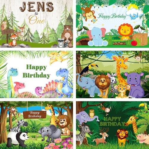Avezano Newborn Baby Shower 1st Birthday Backdrop Tropical Jungle Forest Wild Animal Dinosaur Party Decor Photography Background