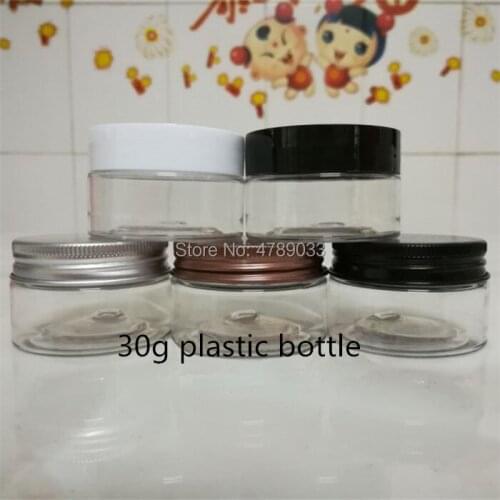 10pcs 30g Cosmetic Mini Travel Empty Bottle Jar Round Aluminum Cover Plastic Make-up Bottling Box Makeup Cosmetic Face Cream Jar