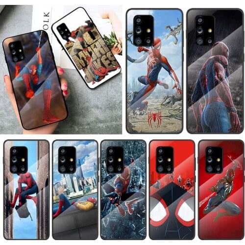 Tempered Glass Cover Hero Spider Marvel For Samsung Galaxy A91 A81 A72 A71 A52 A51 A41 A31 A21S A11 A01 Phone Case