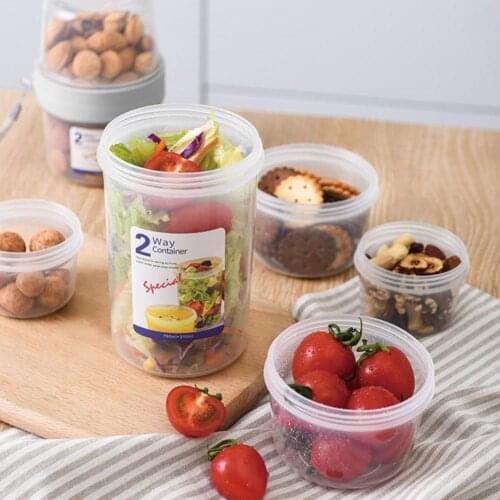 Sealed Food Storage Box Double-Layer Transparent Fruit Cup Milk Leak-Proof Can Tableware Kitchen Cuisine Storage Container