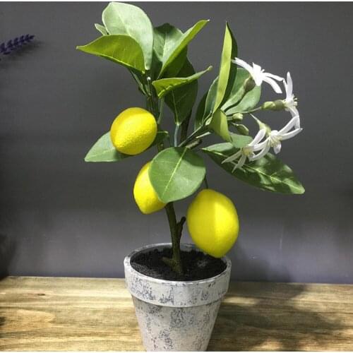 Artificial Fruit Trees Plants Potting Potted Dining Decoration Garden For Home Party Simulation Lemon Bonsai