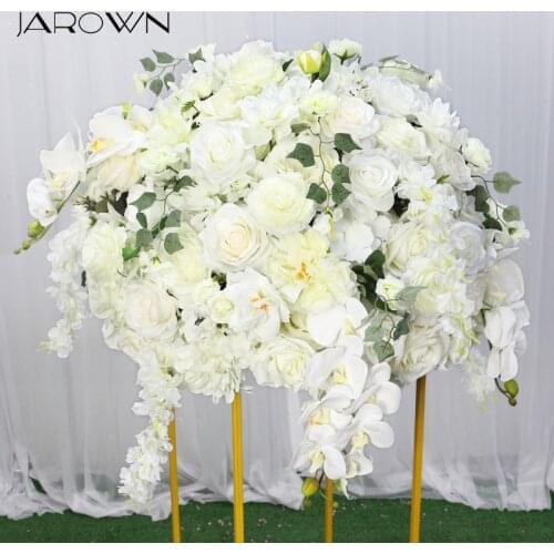 JAROWN Customize White 60cm Big Flower Ball Wedding Centerpiece Stand Decoration Rose Butterfly Orchid Ball Home Decoration