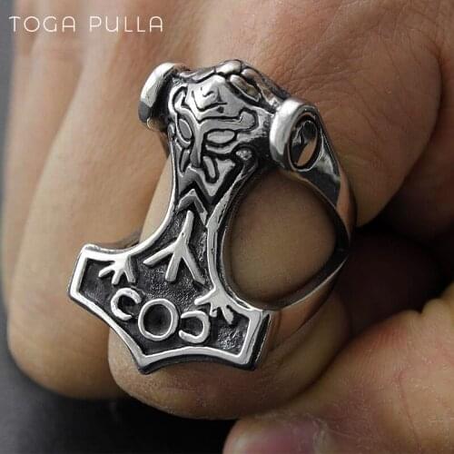 Trinity Nordic Rune Rings 316L Stainless Steel Viking Rings For Men Thors Hammer Amulet Ring Fashion Jewelry Wholesale