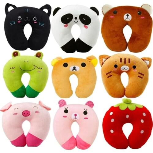 Creative Cute Animal Panda Cat Bear Plush U-shaped Pillow Cervical Spine Neck Pillow Travel Pillow Porable Home U Shape Pillows