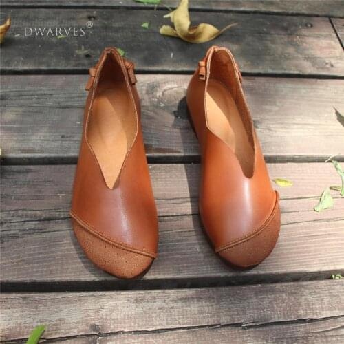 Handmade Retro Soft Leather Loafers Designers loafers For Women Khaki/Coffee/Brown