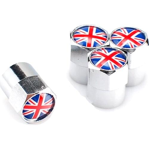 Metal UK Flag Car Wheel Tire Tyre Air Dust Valve Stem Cap