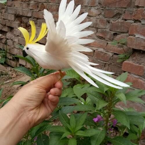 Real life Bird white feathers parrot model about 20x25cm spreading wings Cockatoo garden decoration prop toy gift h1479