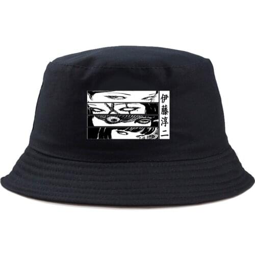 New Manga Junji Ito Printing Bucket Hats For Women Men Cap Outdoor Sports sun protection Unisex Cap