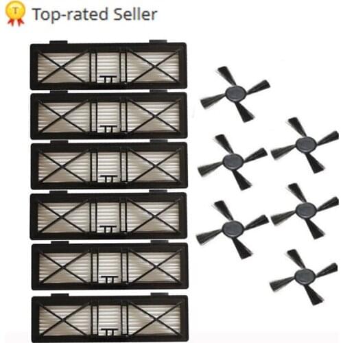 New 6pcs Ultra preformance Filter & 6pcs Side Brush For Neato Botvac D3 D4 D5 D6 D7 D70 D75 D80 D85 Connected Botvac 75e 80 85