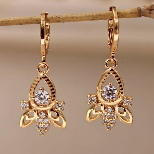 New Gold plated Drop heart Earrings for Womens Dangle Earrings Wedding Jewelry wedding accessories Anniversary