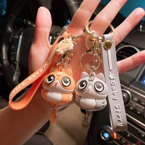 New Cute Silicone Squirrel Cartoon Doll Key Chain Automobile Hanging Ornament Bag Key Ring Creative Gift Practical