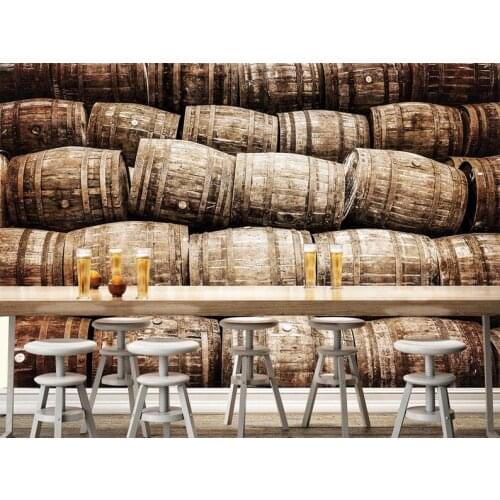 Custom 3D Photo Wallpaper Sticker Modern Wine Barrel Wall Decal Vinyl Wall Stickers Wall Decorations Living Room Poster Mural