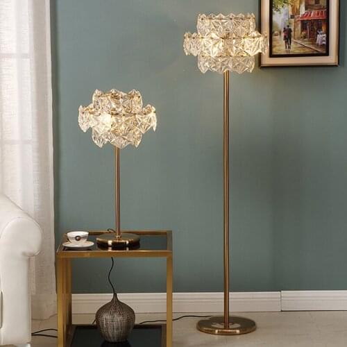 Modern Luxury Crystal Glass Shade Led Floor Lamp Table Lamp Bedroom Sofa Bedside Lamp Hotel Villa Living Room Home Decor Light