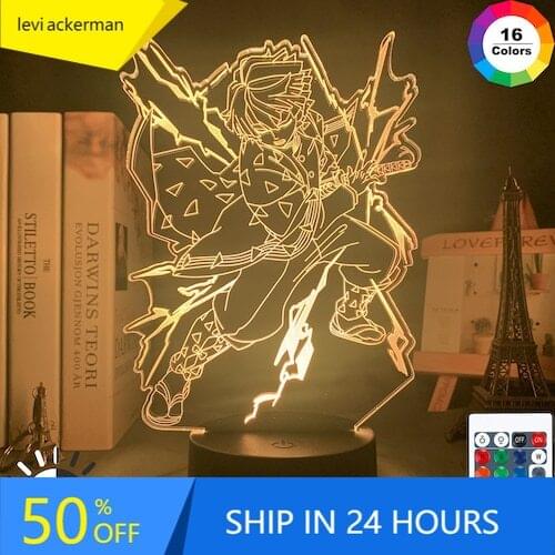 Kimetsu No Yaiba Led Night Light Anime Demon Slayer Lamp for Bedroom Decor Light Kids Child Birthday Gift Agatsuma Zenitsu Light