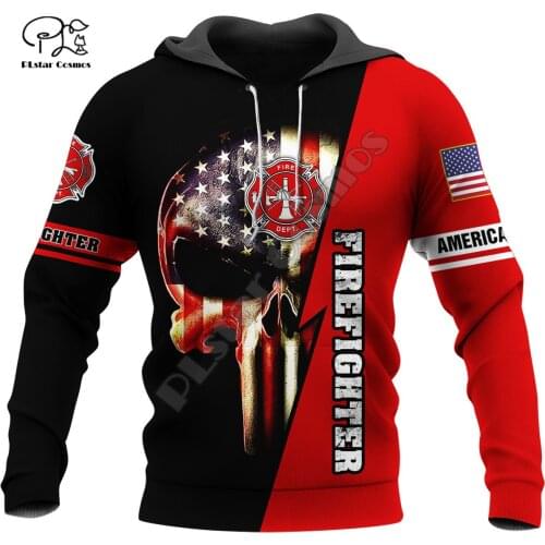 PLstar Cosmos Amazing USA Firefighter Fireman 3D Print Hoodies Sweatshirts Zip Hooded For Men And Women Casual Streetwear Q12