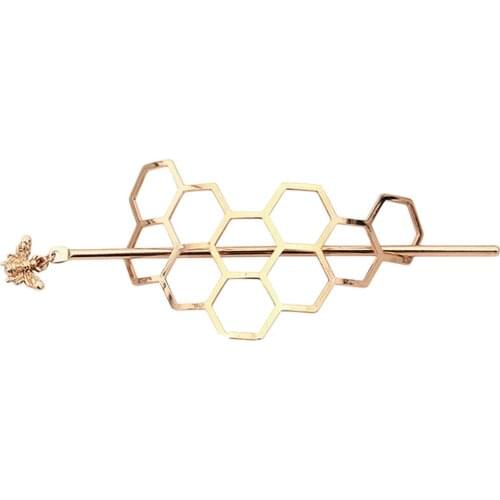 Honeycomb Twist Bun Hairpin Fashion Insert Comb Hair Ornament Golden Hair Accessories Polygon Women Headpiece Jewelry Fashion