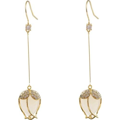 LANFLORA new fashion tulip flowers women earrings for birthday gift copper alloy cheap factory shop earrings wholesale price