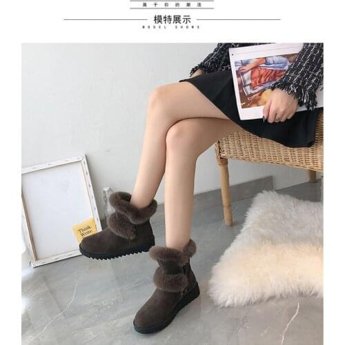 Plush Warm Snow Boots 2019 New Winter Women Snow Boots Thicken Cotton Boots Zapatos De Mujer Botas Flat Warm U11-15