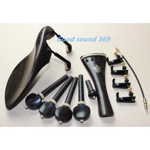 1set New Ebony Wood 4/4 Violin Accessories Chinrest Endpin Tuners Black Clamps