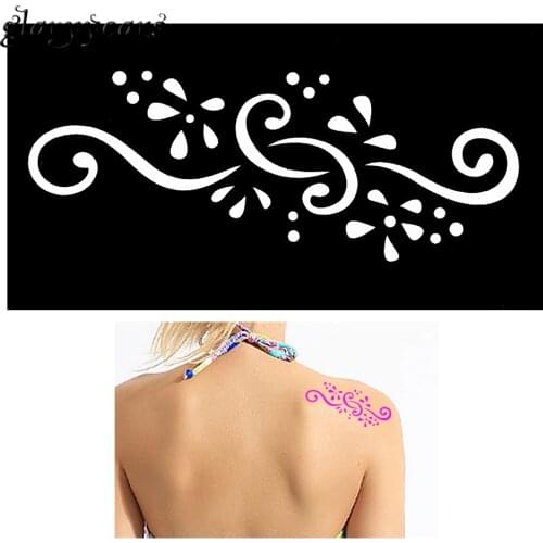 1 Sheet Shoulder Body Art Paint Henna Tattoo Stencil Flower Lace Design for Girl Samll Henna Tattoo Indian Stencil Painless G149