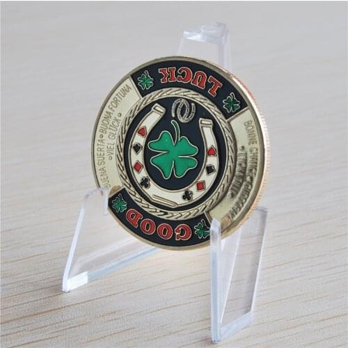 1 oz "GOOD LUCK" Card Poker Chip Token Finished in 24k gold Coloured clad coin, Free shipping 20pcs/lot