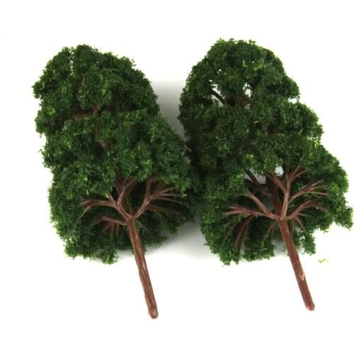 10pcs Model Trees Deep Green HO Scale Train Model Kits Railroad Layouts 1:75