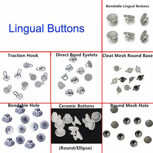 100pcs Dental Orthodontic Buttons Bondable Round Mesh Base 7 Models