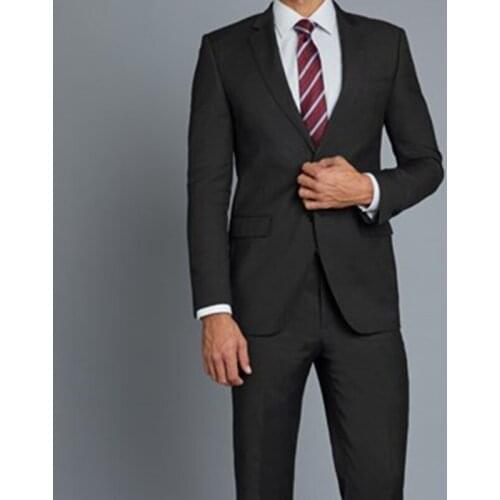 2020 Tailor Made Fashion Handsome Black Men Suit Slim Fit Groomsmen Tuxedo For Wedding Dress Dinner Party Costume (Jacket+Pants)