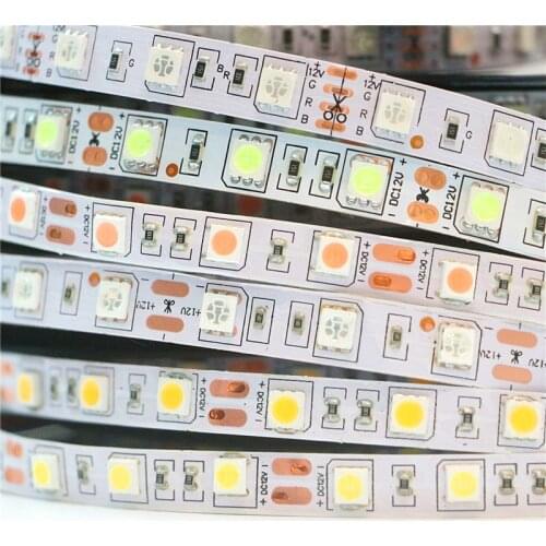 5M/Lot RGB Flexible LED Ribbon light SMD 5050 60LEDs/M 300LEDs Fita LED Strip lighting DC 12V Waterproof LED Diode Tape lights