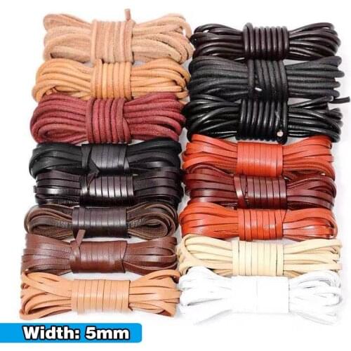5 Meters High Quality Genuine Leather Cord 5mm Round/Flat Strand Cow Leather Rope Fit Necklace Bracelets DIY Jewelry Accessories