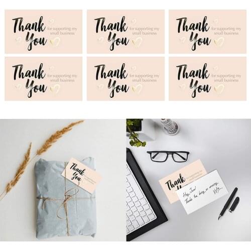 50 Sheets/set 5*9 Cm Rosegold Greeting Card Thank You Business Shopping Wrapping Decoration Gift Thank You Card