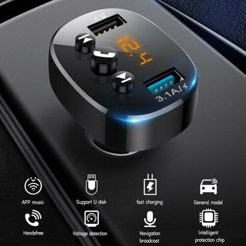 Car Wireless FM Transmitter MP3 Player Dual QC3.0 USB Charger Handsfree Kit FM Transmitter Wireless Handsfree Audio Receiver