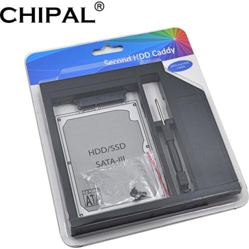 CHIPAL Retail Package 2nd HDD Caddy 12.7mm SATA 3.0 for 2.5 Inch 12.5/9.5/9/7MM SSD HDD Case Enclosure for Notebook CD-ROM