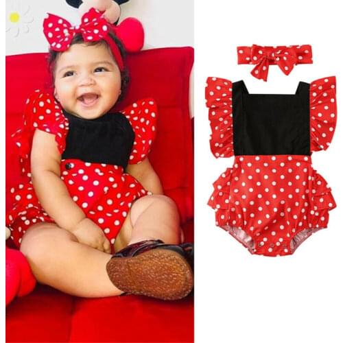 Newborn Baby Summer Bodysuits Baby Girl Clothes Ruffle Sleeveless Bodysuit For Newborn Clothes Polka Dots Baby Girls Jumpsuits