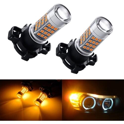 ANGRONG 2x Amber PY24W PSY24W 5200 LED Light 45W Sidelight Signal Indicator Bulbs DRL