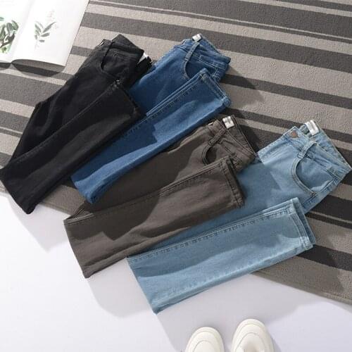 Retro ladies jeans ladies mom high waist jeans blue casual pencil pants Korean streetwear denim pants