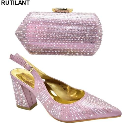 Elegant Italian African Leather Womens Shoes and Bag Set Women Shoes and Bag Set In Italy Summer High Heeled Shoes for Women