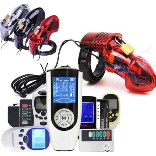 Electro Shock CB6000 Chastity Cage Ball Stretcher Electric Shock Cock Cage Penis Ring Bondage Chastity lock Sex Toys For Men Gay