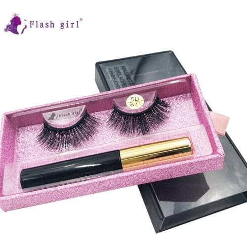 Flash Girl hot sale 5D- W41 false eyelashes mink magnetic eyelashes and eyeliner