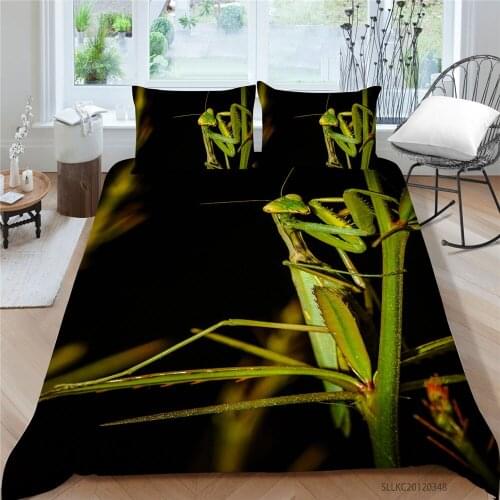 Praying Mantis Bedding Set Twin Fashion 3D Insect Series Duvet Cover Full King Queen Single Double Nature Bed Set Plants