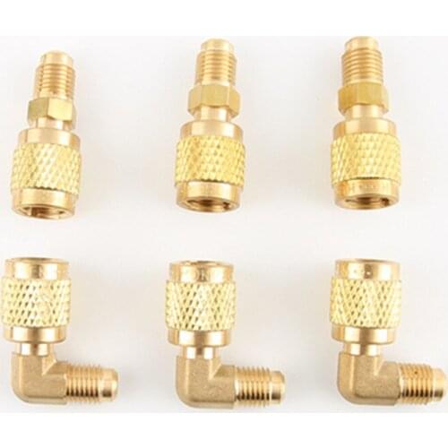 Brass R410A Adapter For Refrigerant HVAC Mini Split Air Conditioners 1/4" Male SAE to 5/16" Female SAE Charging Hose Pump