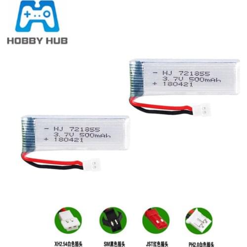 3.7V 500mAh Lipo Battery For E50S E50 T37 H37 H07 X20 RC Helicopter Drone Parts 721855 3.7v Battery For Wltoys V929 V966 V977