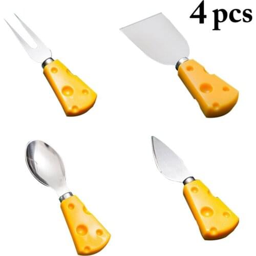 4PCS Coxeer Cheese Cutter Set Creative Stainless Steel Cheese Slicer Cheese Fork Cheese Knives Cheese Cutlery Slicer Cutter