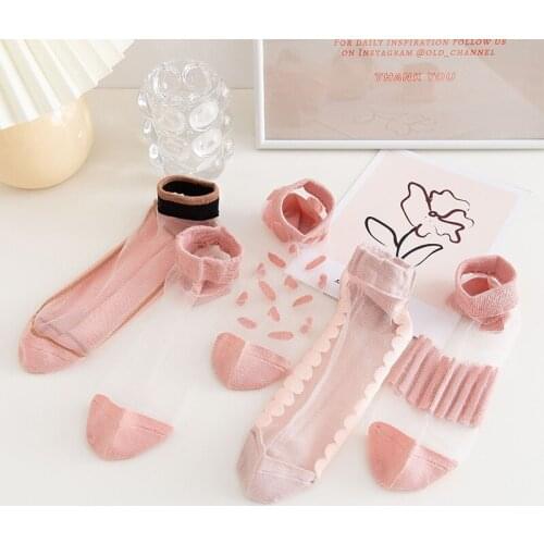 Summer Women Girls Cotton Silk Boat Socks Shallow Mouth Invisible Short Stockings Breathable Elastic Fashion Lace Ankle Stocks