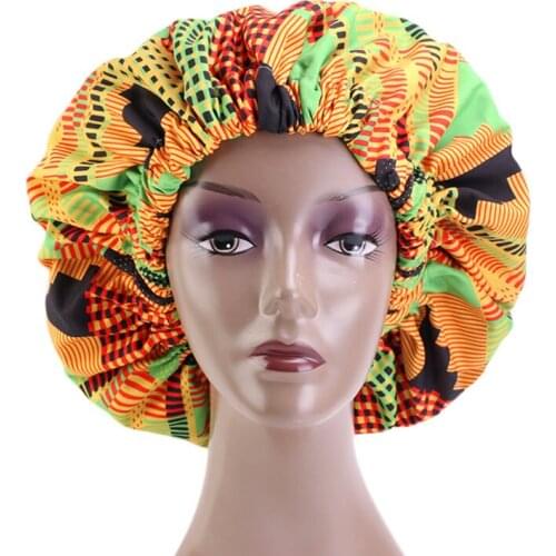 Extra Large Size African Pattern Print Ankara Bonnets Women Satin Lined Headwrap Bonnets Night Sleep Cap Winter Hat Lady Turban